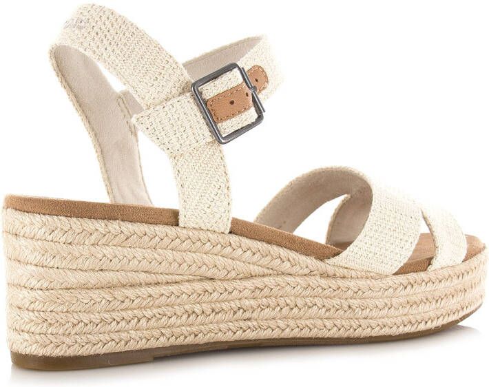 TOMS Audrey naturel | linnen sleehak sandalen Beige Textiel Sandalen met hak Dames