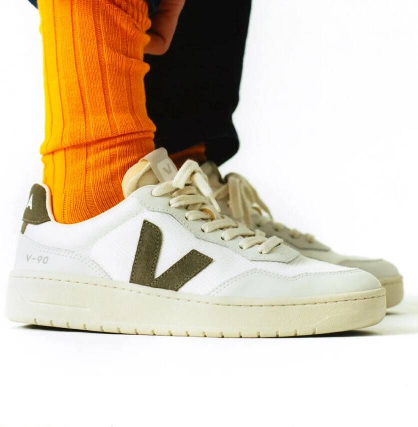 VEJA V-90 sneakers B-Mesh white kaki Leer Unisex