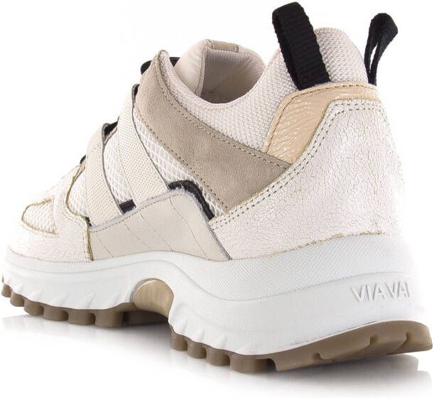 VIA VAI Danae Colby Vintage combi Champagne Wit Leer Lage sneakers Dames