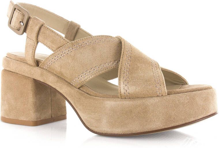 VIA VAI Elia Paisley | suède sandalen Beige Suede Sandalen met hak Dames