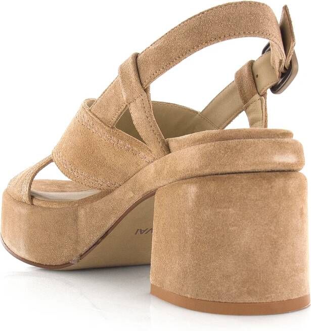 VIA VAI Elia Paisley | suède sandalen Beige Suede Sandalen met hak Dames