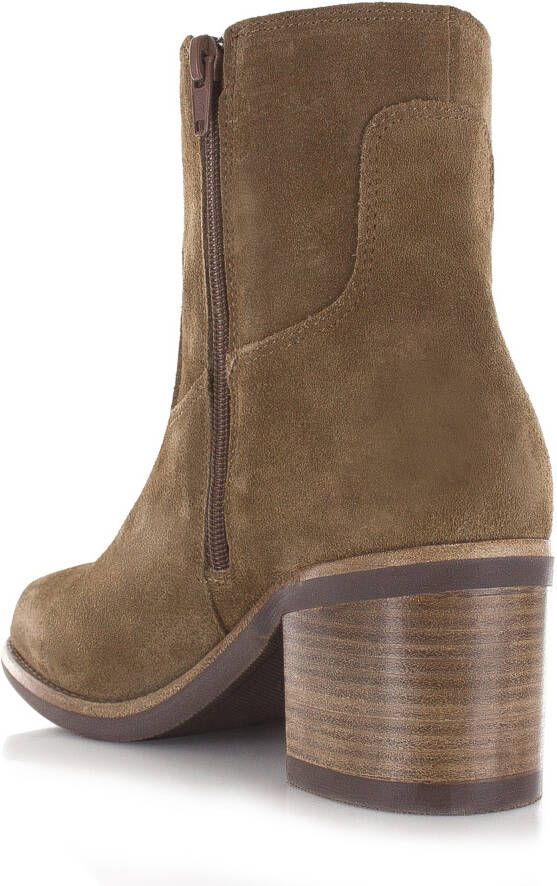 VIA VAI Flo Hayes Sierra Farro Bruin Suede Enkellaars met hak Dames