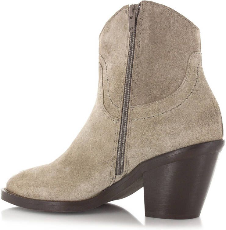 VIA VAI Mara Denver Sierra Roccia Beige Suede Enkellaars met hak Dames