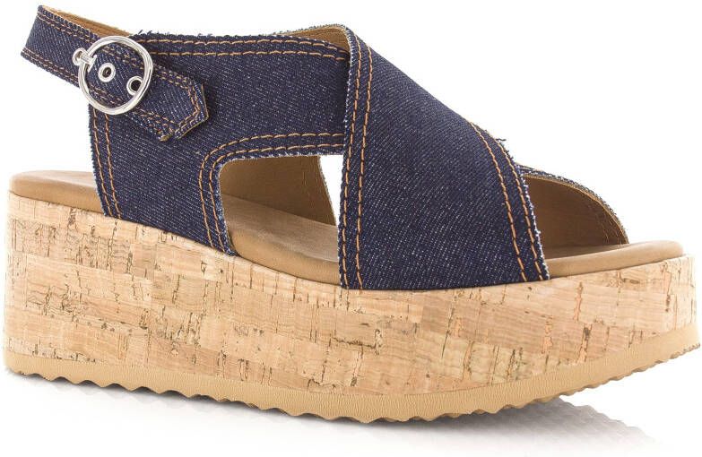 VIA VAI Sissel Capri | denim sandalen sleehak Blauw Textiel Sandalen met hak Dames