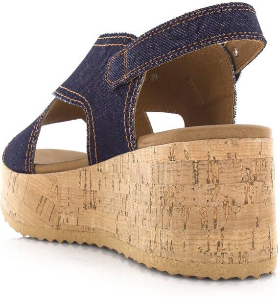 VIA VAI Sissel Capri | denim sandalen sleehak Blauw Textiel Sandalen met hak Dames