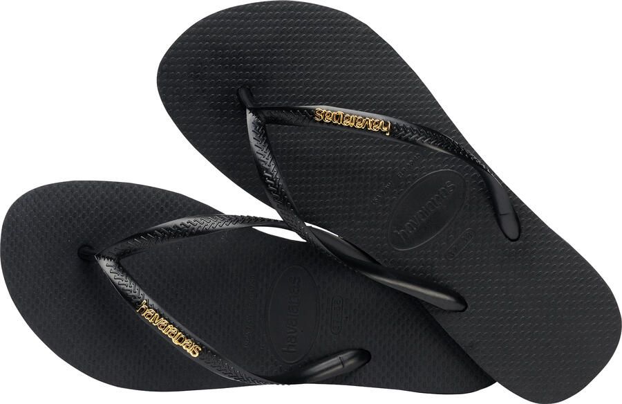 HAVAIANAS Teenslippers Dames Slim Logo Metallic Maat: 37 38 Materiaal: Rubber Kleur: Zwart - Foto 15