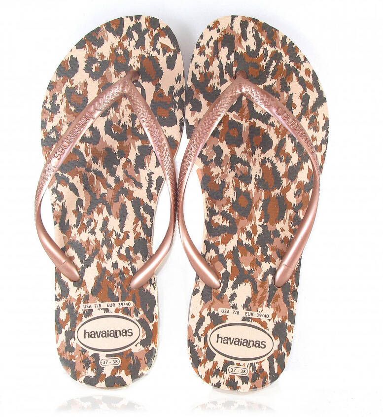 Havaianas Kids Slim Animals teenslippers roségoud panterprint - Foto 12