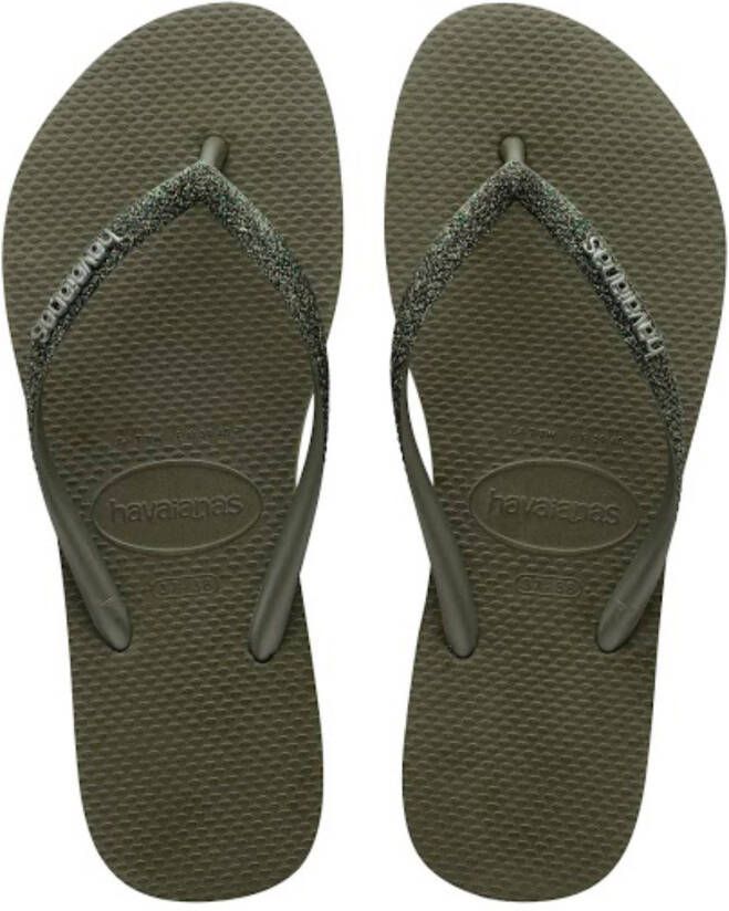 Havaianas Slim glitter II Groen Rubber Teenslippers Dames