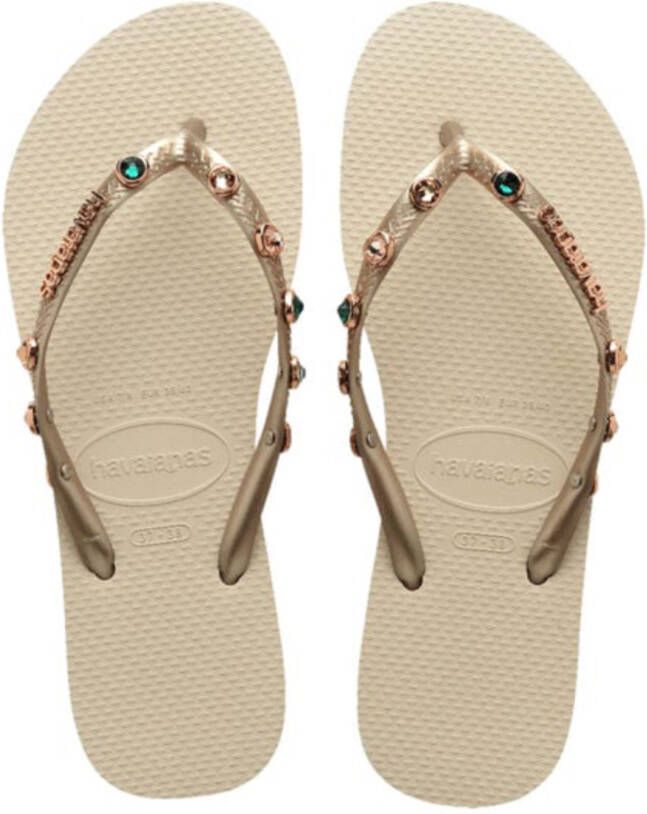Havaianas Slim Luxury Swarovski krista Beige Rubber Teenslippers Dames Schoenen