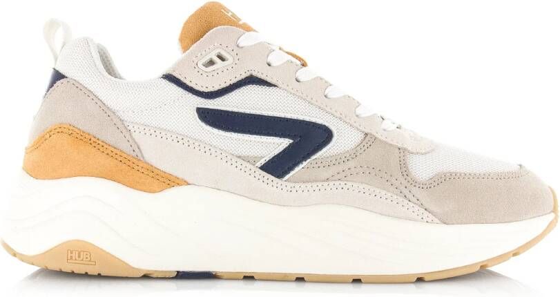 Hub Glide off white navy oak white Suede Heren