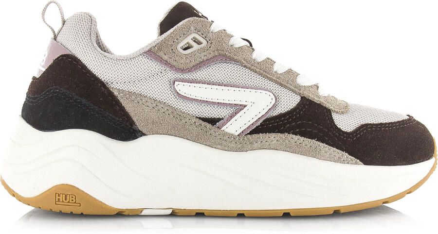 Hub GLIDE Coffee Mauve Off White Suede Dames - Foto 5