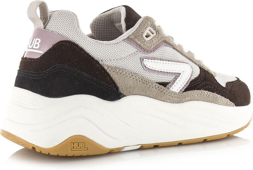 Hub GLIDE Coffee Mauve Off White Suede Dames - Foto 6