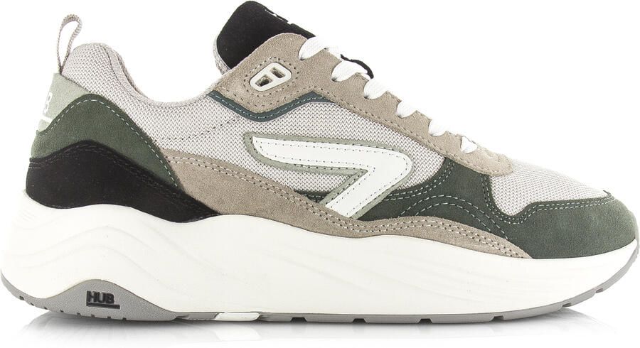HUB Glide S43 chunky suède sneakers grijsgroen beige - Foto 9