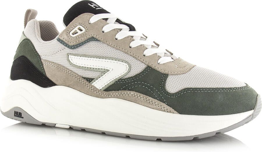 HUB Glide S43 chunky suède sneakers grijsgroen beige - Foto 12