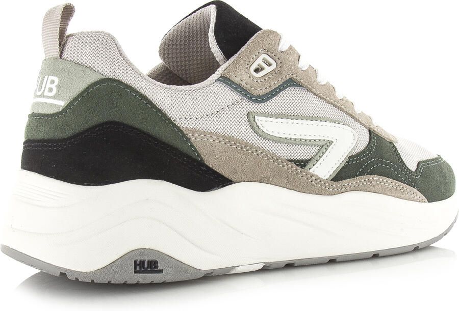 HUB Glide S43 chunky suède sneakers grijsgroen beige - Foto 11
