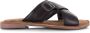 Lazamani Leren mules black met gekruis Zwart Leer Platte sandalen Dames - Thumbnail 2