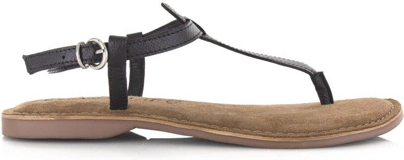 Lazamani T-strap leren teensandalen Zwart Leer Platte sandalen Dames - Foto 5