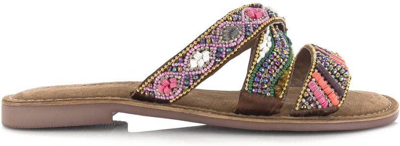 Lazamani Versierde slippers met suède Bruin Leer Leren slippers Dames - Foto 8