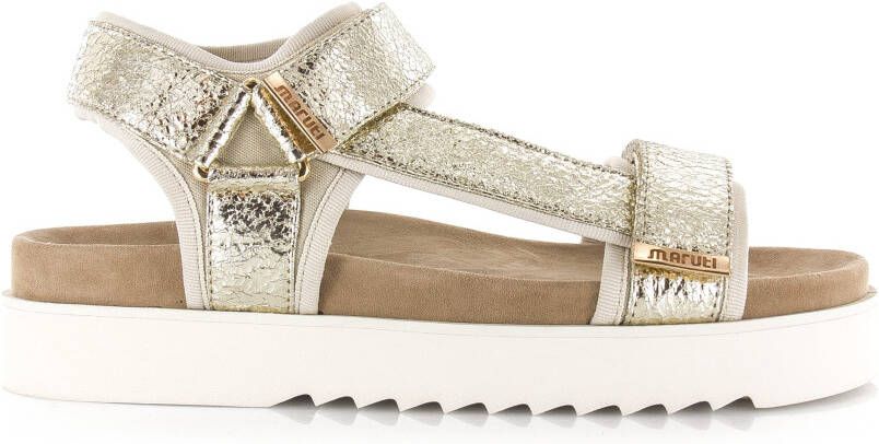Maruti Beau leren sandalen met klittenband Goud Leer Plateau sandalen Dames - Foto 9