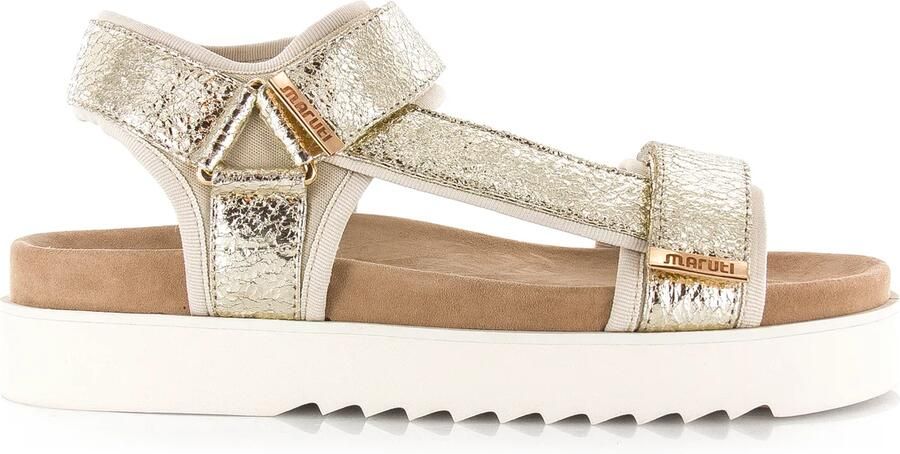 Maruti Beau leren sandalen met klittenband Goud Leer Plateau sandalen Dames - Foto 6