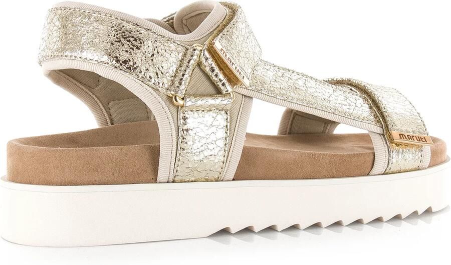 Maruti Beau leren sandalen met klittenband Goud Leer Plateau sandalen Dames - Foto 8