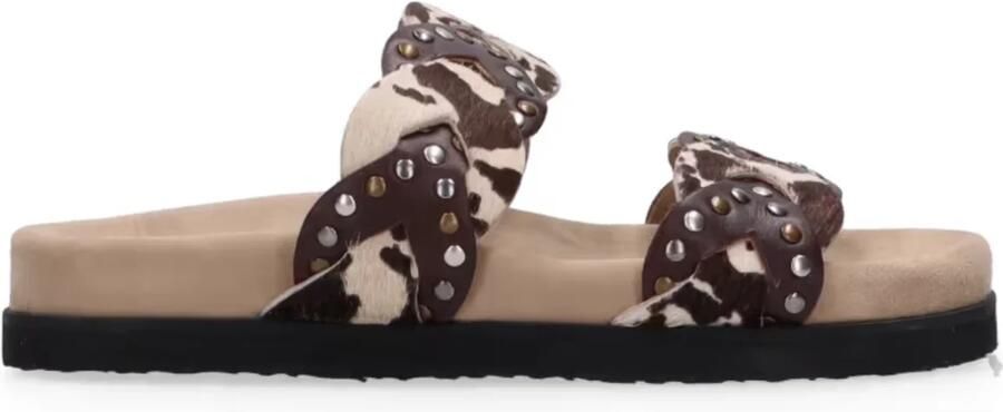 Maruti Evie Hairon Cow D04 Slippers Donker Bruin Koeienprint Leer Dames Bruin - Foto 19