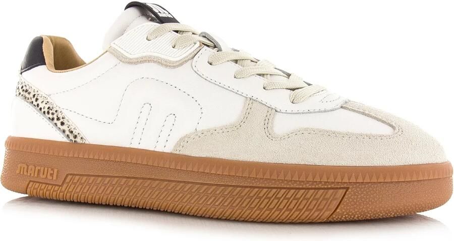 Maruti Yale Suede BSA White Beige Black Dames Sneakers Wit - Foto 17