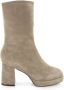 POELMAN Haklaars Beige Suede Enkellaars met hak Dames - Thumbnail 3