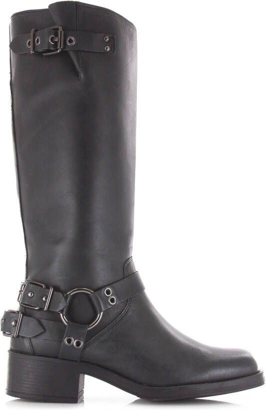 POELMAN Hoge leren biker boots met rit Leer Dames