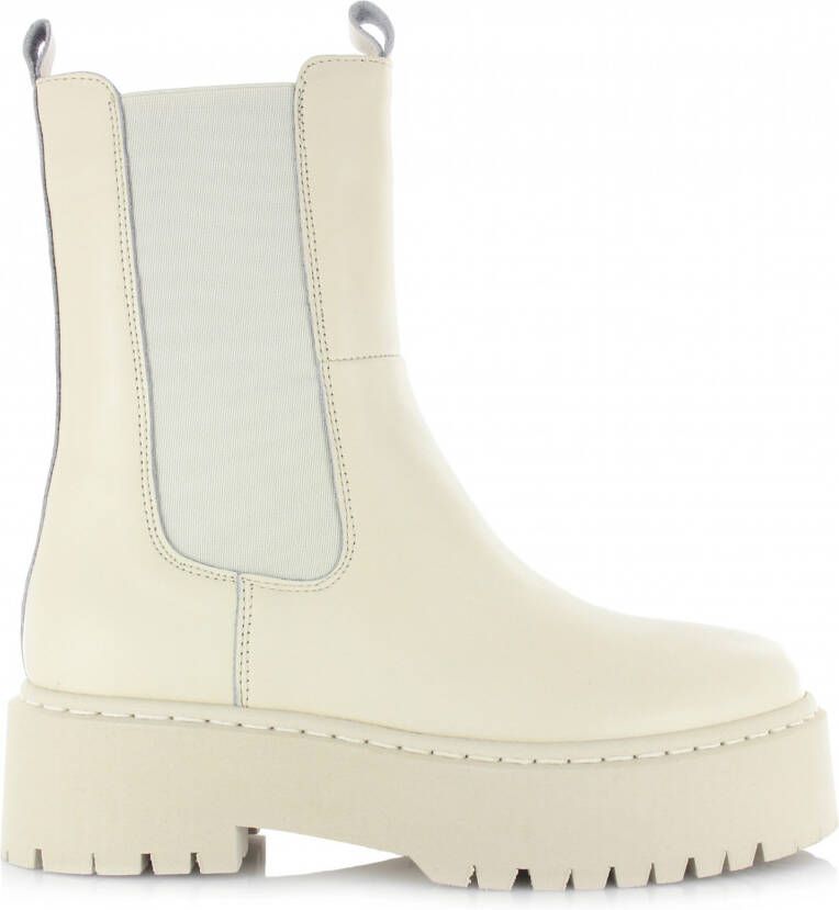 PS Poelman Kimmy Dames Leren Chunky Chelsea Enkellaarzen met Elastiek Beige Crème Wit - Foto 2