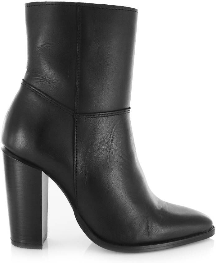 POELMAN Haklaars Zwart Leer Enkellaars met hak Dames - Foto 2