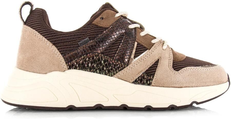 POSH by Poelman CAROCEL Dames Sneakers Bruin met beige combi - Foto 2