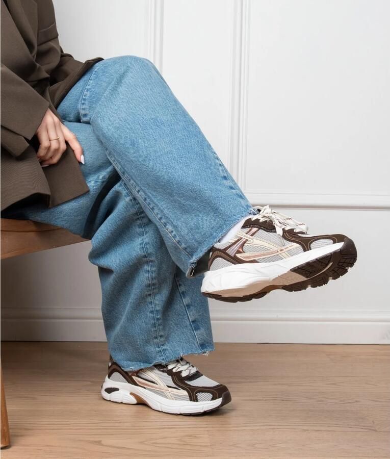 POELMAN POSH Harper sneaker dk chocolate Textiel Dames - Foto 3