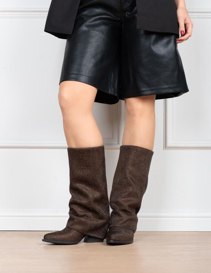 POELMAN PS LOIS laarzen studs dark brown Suedelook Dames - Foto 7
