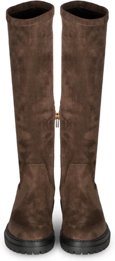 POELMAN stretchlaarzen donkerbruin Imitatiesuède Dames - Foto 4