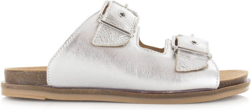 POELMAN Zilverkleurige sandalen Zilver Leer Platte sandalen Dames - Foto 2