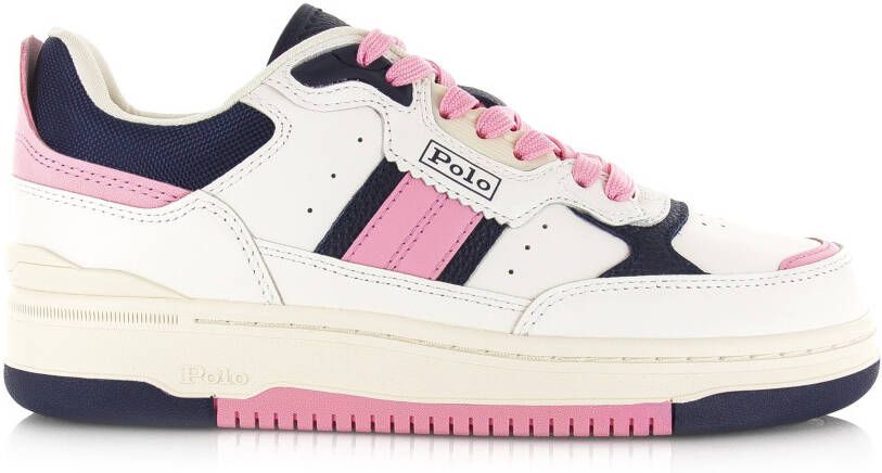 Polo Ralph Lauren Masters Sport | white navy pink Wit Leer Lage sneakers