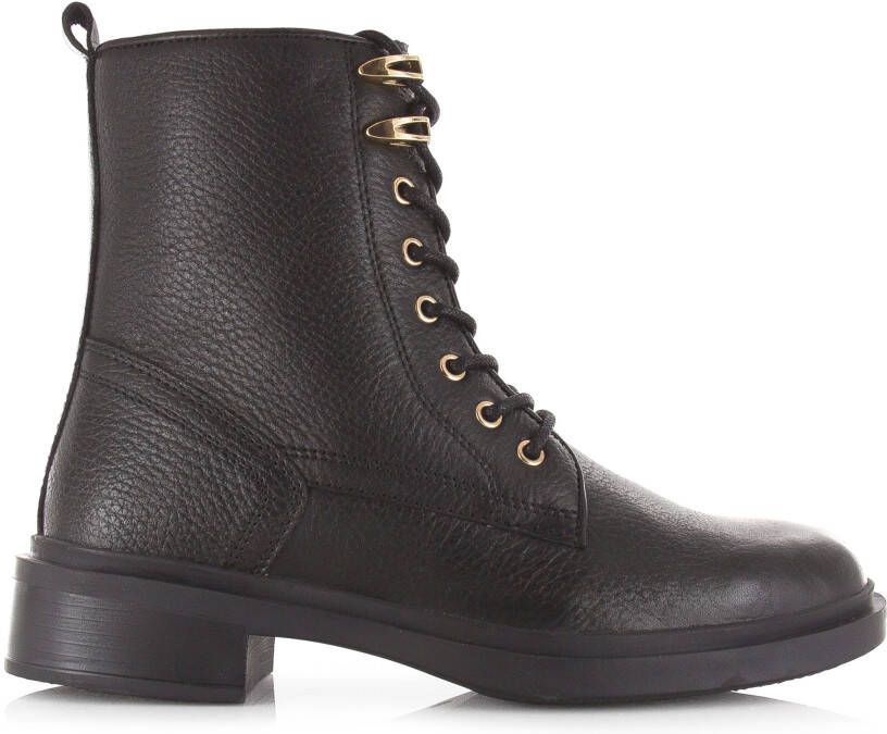 Remix Boots 13825 Zwart Leer Veterboots Dames