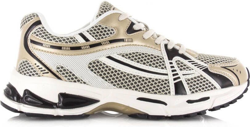 S C Sneakers Run Gold Mesh Dames