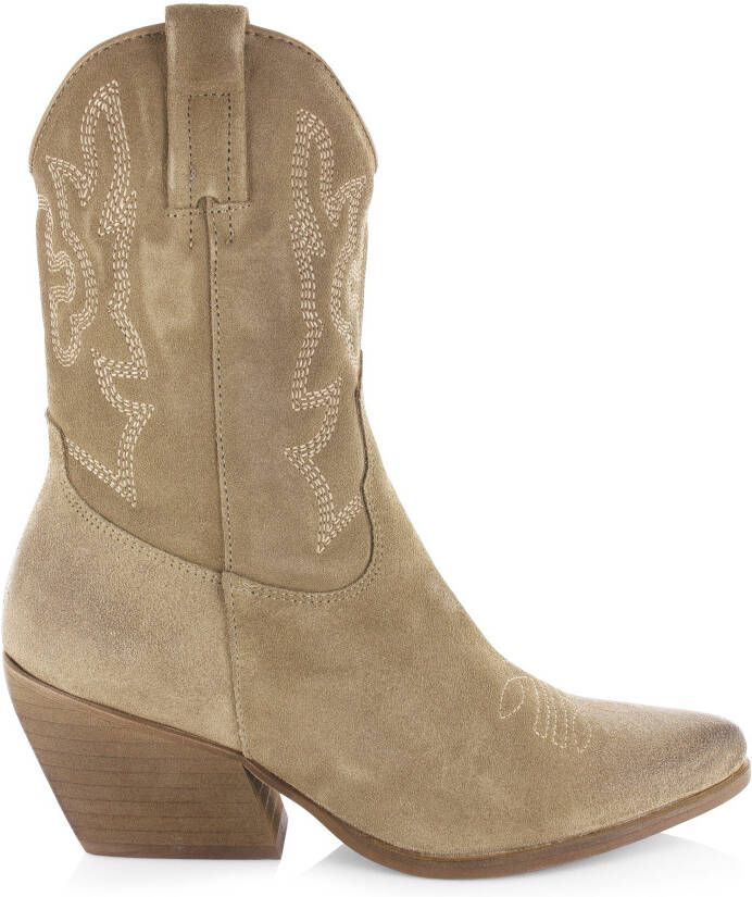 Shoecolate Cowboylaarzen Beige Suede Cowboy laarzen Dames