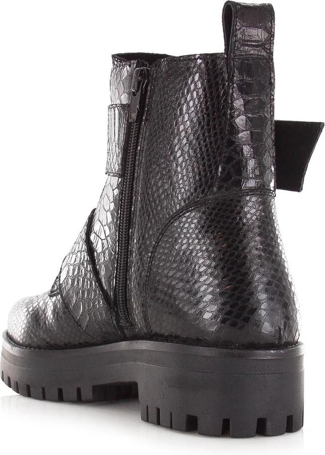 Shoecolate Bikerboot met ritssluiting Zwart Leer Biker boots Dames - Foto 4
