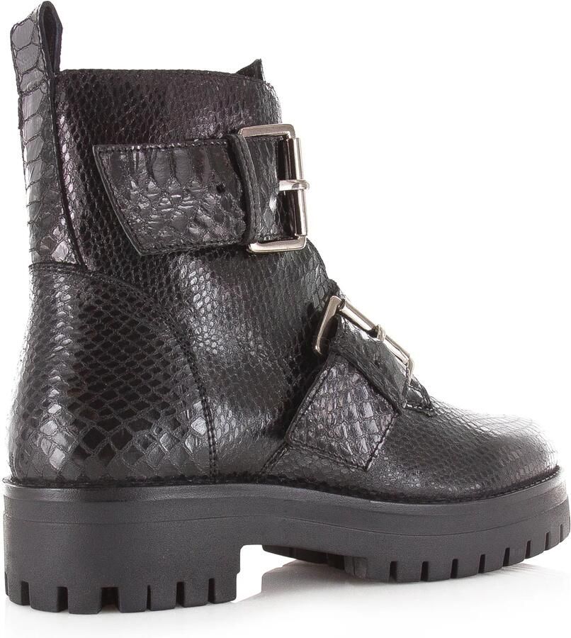 Shoecolate Bikerboot met ritssluiting Zwart Leer Biker boots Dames - Foto 2