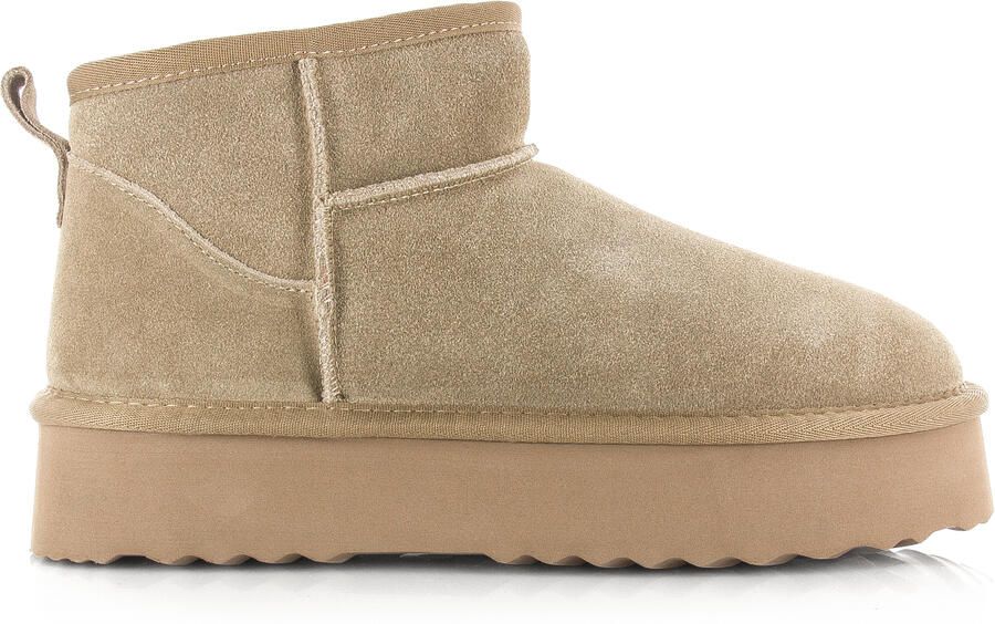 Shoecolate Classic ultra faux fur boot Taupe Suede Bont Dames