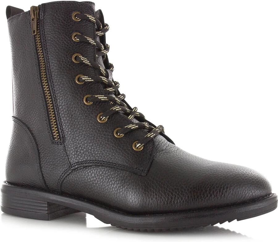 Shoecolate Leren veterboot met rits Zwart Leer Veterboots Dames - Foto 2