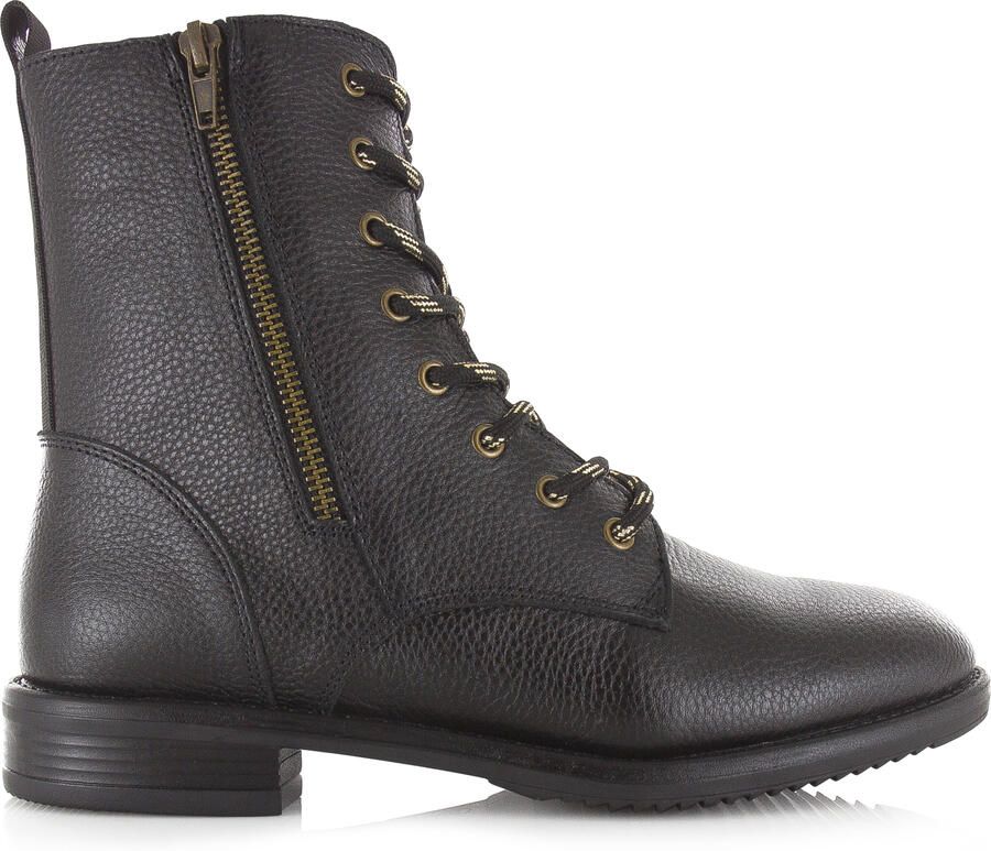 Shoecolate Leren veterboot met rits Zwart Leer Veterboots Dames - Foto 2