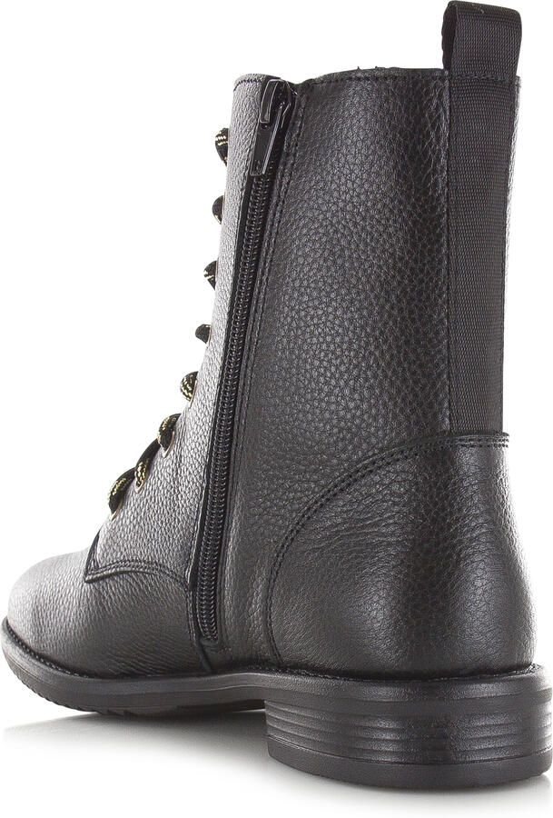 Shoecolate Leren veterboot met rits Zwart Leer Veterboots Dames - Foto 4