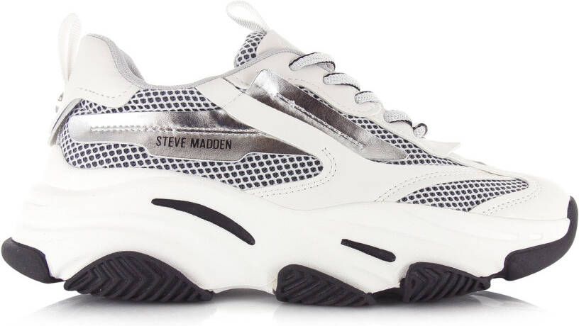 Steve Madden Witte Mesh Sneakers met Zilver en Wit Overlays White Dames - Foto 7