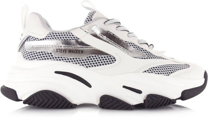 Steve Madden Witte Mesh Sneakers met Zilver en Wit Overlays White Dames - Foto 7