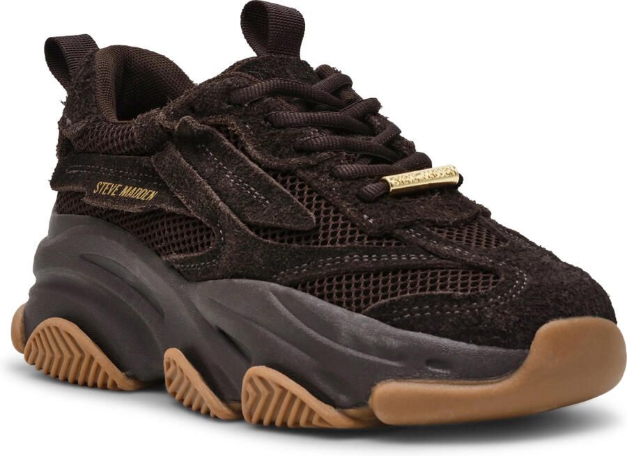 Steve Madden Possession-E Chocolate Brown Bruin Dames Sneaker - Foto 2