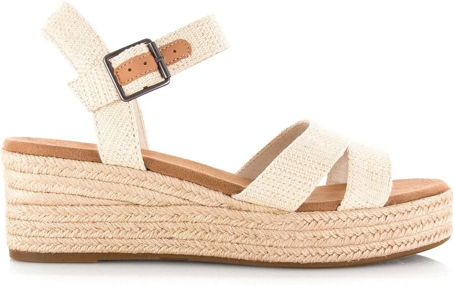 TOMS Audrey naturel | linnen sleehak sandalen Beige Textiel Sandalen met hak Dames - Foto 5